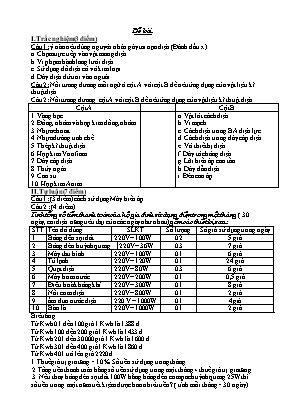 Đề kiểm tra môn Công nghệ Lớp 8 (Có đáp án)